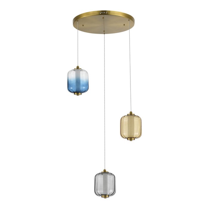 Светильник подвесной ST-Luce Латунь/Янтарный,Дымчатый,Голубой LED 3*11W 3000K SUMMER - купить Подвесные светильники по цене 37210.0