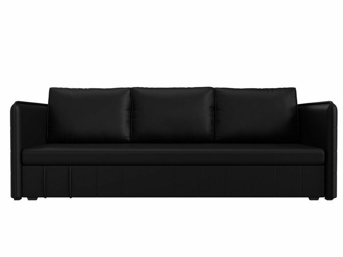 Прямой диван-кровать Слим черного цвета (экокожа) - купить Прямые диваны по цене 24999.0