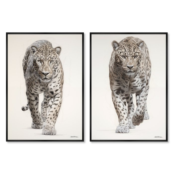 Набор из двух репродукций картин Leopards, 2024г.