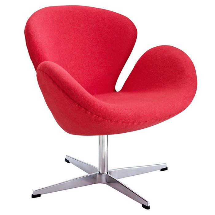  Кресло Arne Jacobsen Style Swan Chair красная шерсть - купить Интерьерные кресла по цене 46000.0