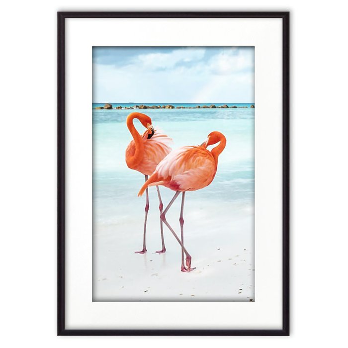 Постер в рамке Два фламинго 21х30 см