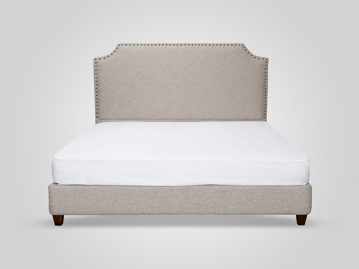 Кровать с обивкой из ткани бежевого цвета 180X200