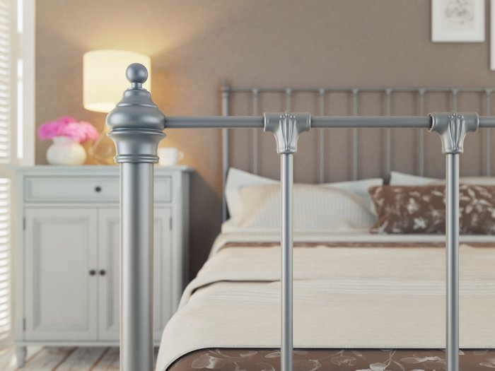 Кровать Париж 140х200 серебряного цвета - лучшие Кровати для спальни в INMYROOM