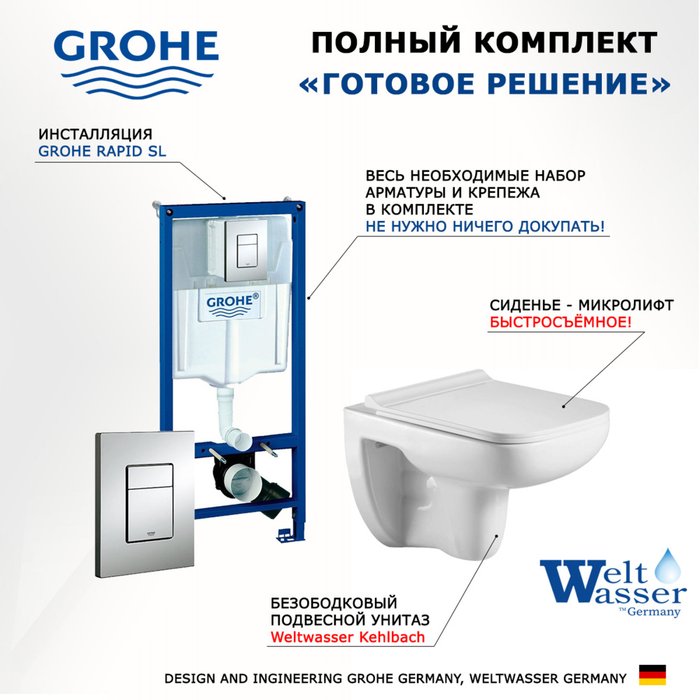 Комплект 3 в 1 инсталляция Rapid SL