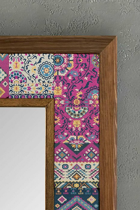 Настенное зеркало 33x33 с каменной мозаикой сине-розового цвета - лучшие Настенные зеркала в INMYROOM