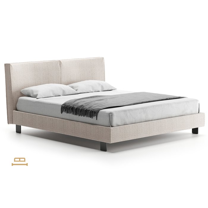Кровать Lia 160х200 бежевого цвета без подъемного механизма