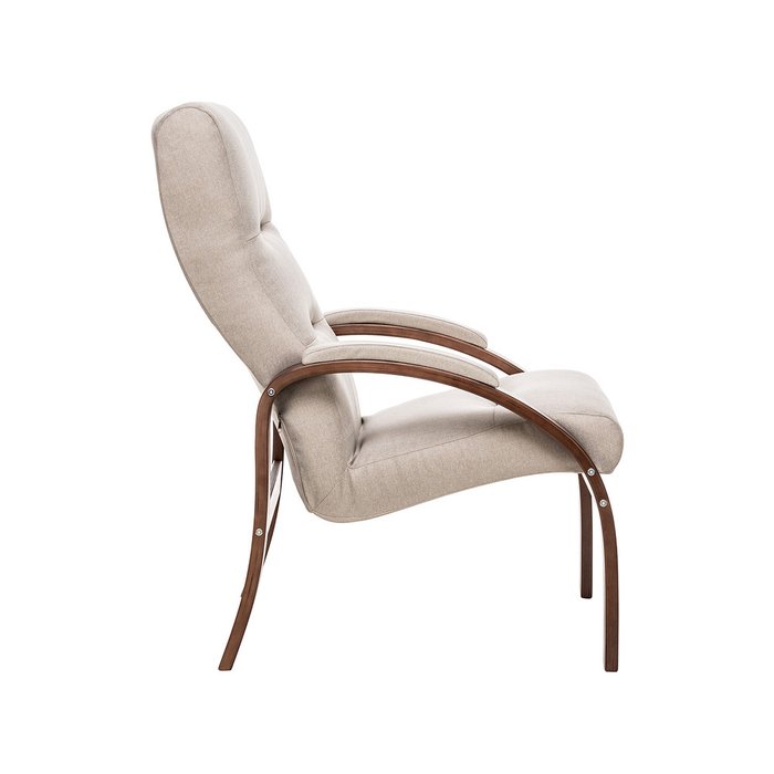 Кресло Лион бежево цвета с коричневым каркасом  - лучшие Интерьерные кресла в INMYROOM
