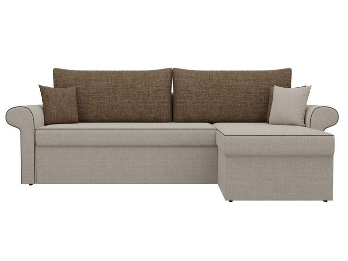 Угловой диван-кровать Милфорд коричнево-бежевого цвета - купить Угловые диваны по цене 45990.0