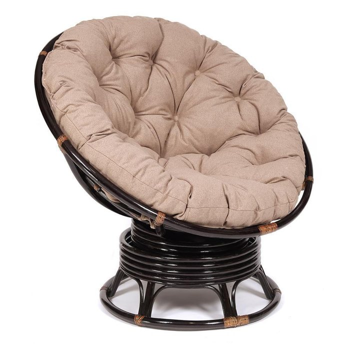 Кресло-качалка Papasan Antique brown черно-коричневого цвета