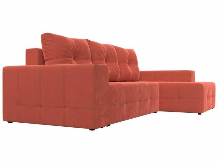 Угловой диван-кровать Перри кораллового цвета правый угол - лучшие Угловые диваны в INMYROOM