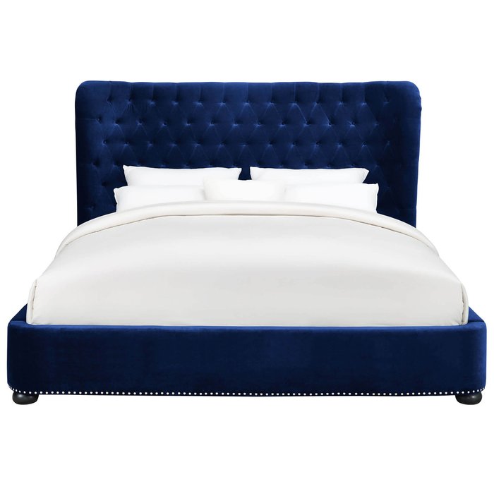 Кровать Henbord темно-синего цвета 160х200  - купить Кровати для спальни по цене 102000.0