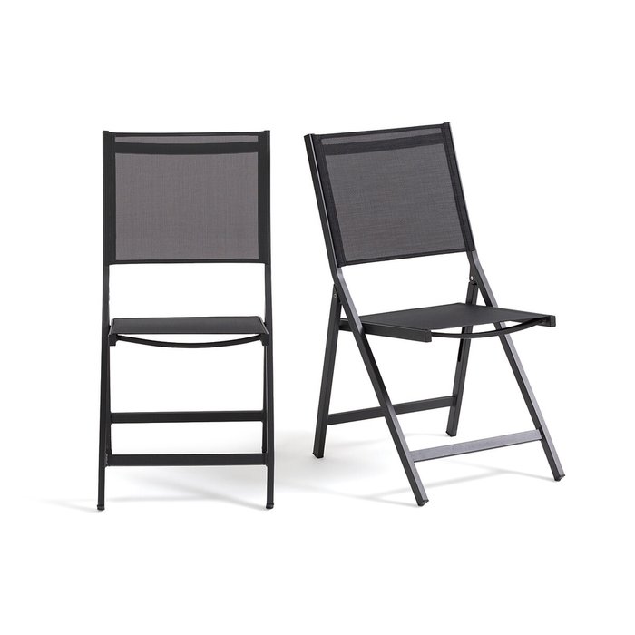 Комплект раскладных стульев из алюминия Zory черного цвета