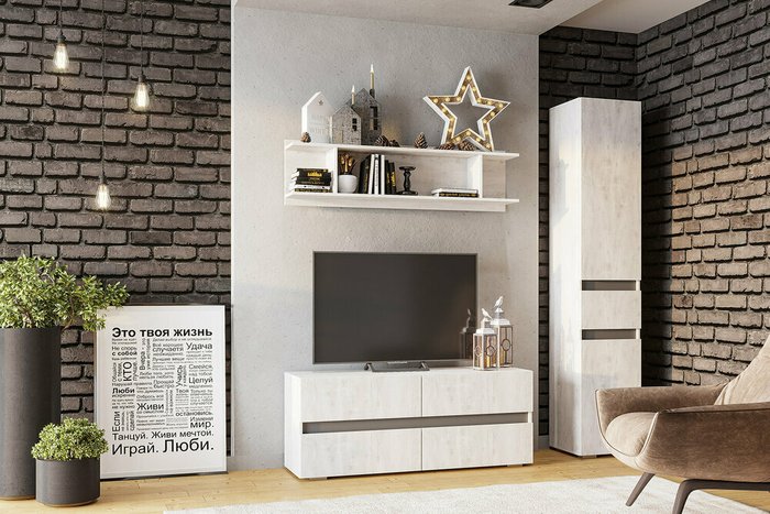 Тумба под ТВ ТБ-07 Мрия серого цвета - лучшие Тумбы для ТВ в INMYROOM