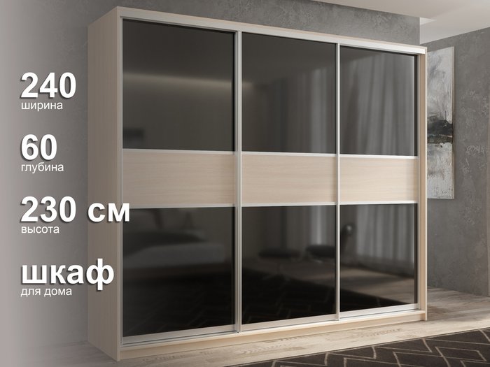 Шкаф-купе Кааппи-12 240 цвета Дуб молочный  - лучшие Шкафы-купе в INMYROOM