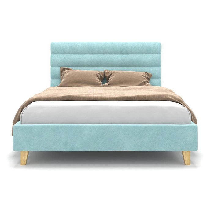 Кровать Tara  на ножках голубая 200х200 - купить Кровати для спальни по цене 86900.0