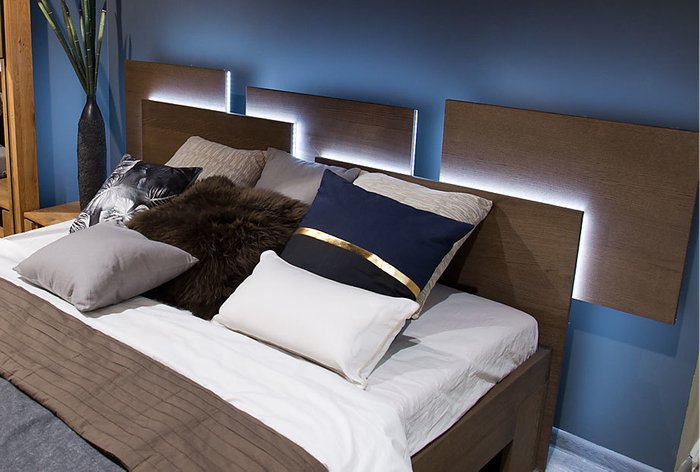 Кровать Берген с подсветкой 160х200 цвета графит - купить Кровати для спальни по цене 38392.0