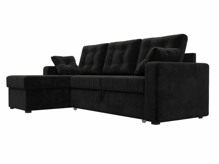 Угловой диван-кровать Камелот черного цвета левый угол - лучшие Угловые диваны в INMYROOM