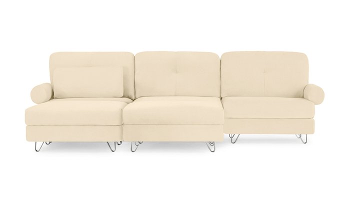 Угловой диван с двумя оттоманками Багамы кремового цвета - лучшие Угловые диваны в INMYROOM