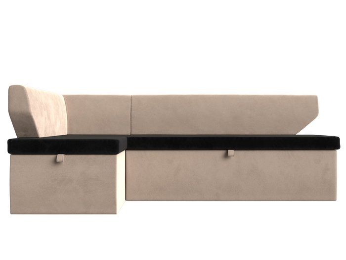 Угловой диван-кровать Омура черно-бежевого цвета левый угол - купить Угловые диваны по цене 39999.0
