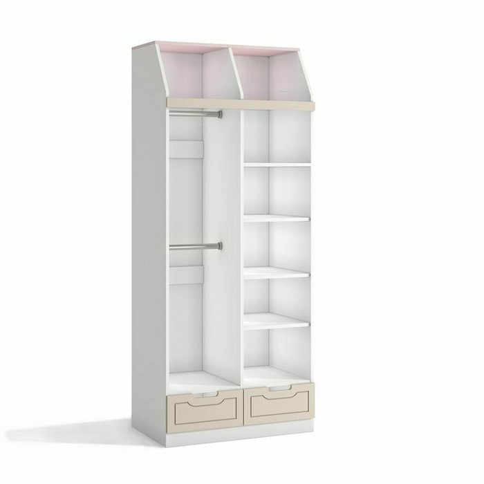 Детский шкаф Кошкин дом бело-розового цвета - купить Детские шкафы по цене 176200.0