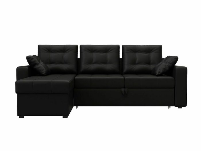 Угловой диван-кровать Камелот черного цвета (экокожа) левый угол - купить Угловые диваны по цене 45999.0