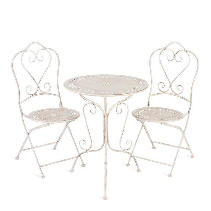 Набор из стола и двух стульев Secret de Maison Monique антично-белого цвета