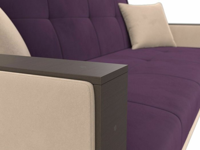 Прямой диван-кровать Валенсия фиолетово-бежевого цвета - лучшие Прямые диваны в INMYROOM