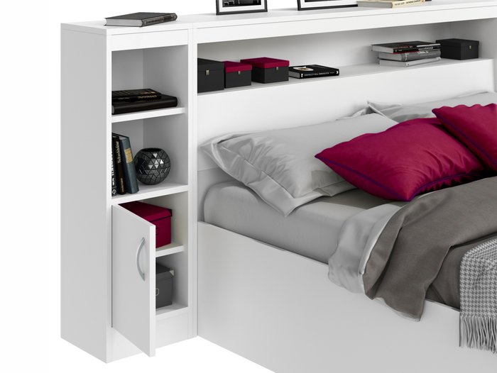 Кровать Виктория 180х200 белого цвета с блоком и тумбами - купить Кровати для спальни по цене 18900.0
