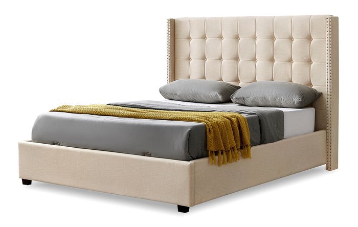 Кровать с подъемным механизмом Vivien 180x200 бежевого цвета - купить Кровати для спальни по цене 42548.0