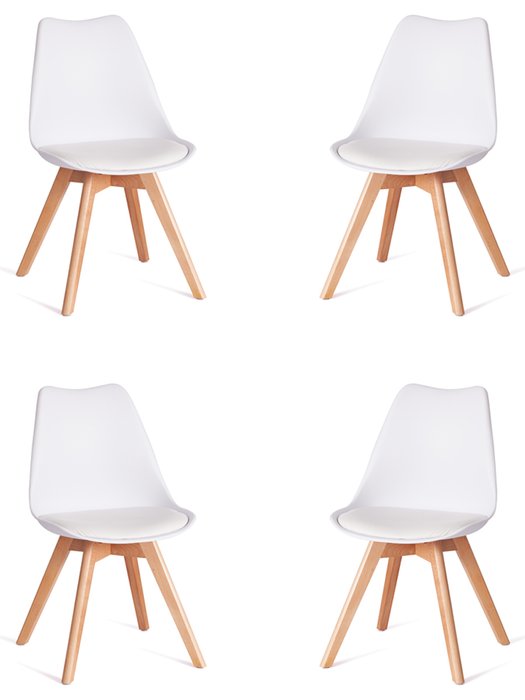 Комплект из четырех стульев Tulip белого цвета