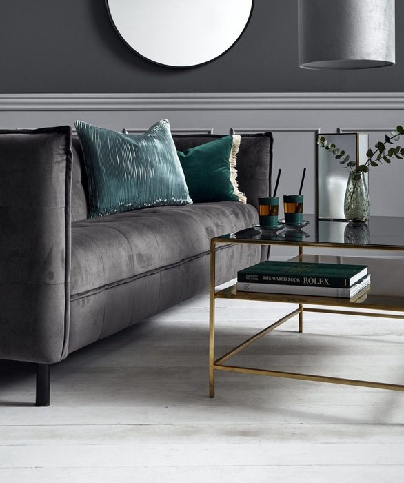 Стильный диван  серого цвета - купить Прямые диваны по цене 158200.0