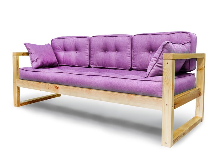 Диван Астер с каркасом из массива сосны и обивкой из фиолетовой рогожки - купить Прямые диваны по цене 29990.0