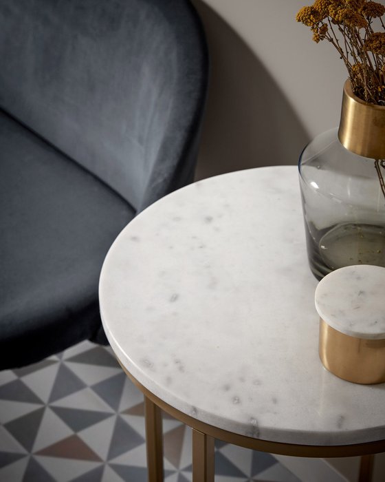 Кофейный стол Sheffield из мрамора белого цвета - лучшие Кофейные столики в INMYROOM