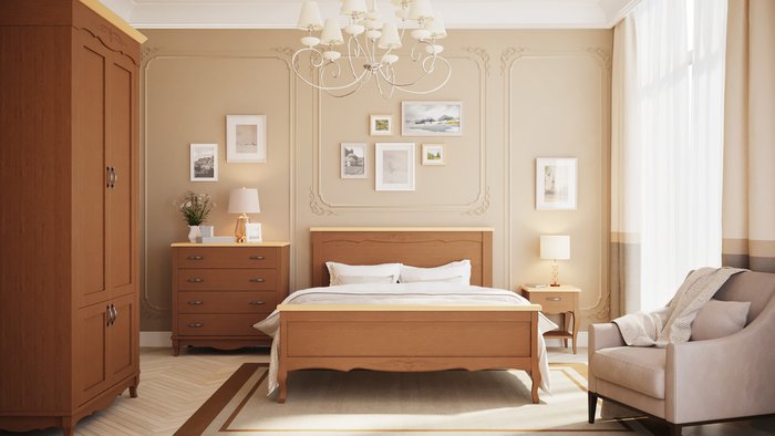  Кровать Кассис из массива бука 140х200 - купить Кровати для спальни по цене 58040.0