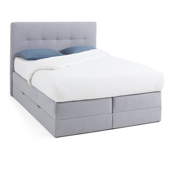 Кровать box spring все в одной Soleo 180x200 светло-серого цвета - купить Кровати для спальни по цене 190226.0