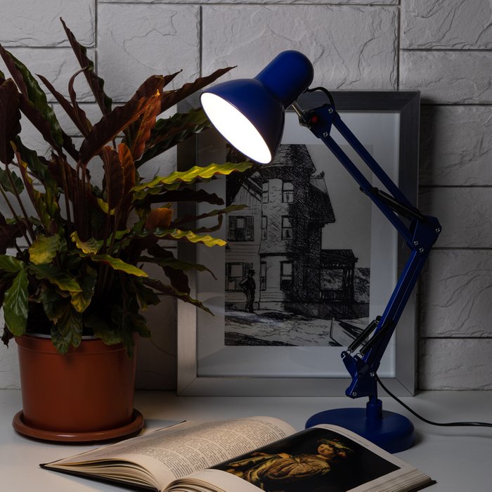 Настольная лампа N-214 Б0052763 (металл, цвет синий) - лучшие Рабочие лампы в INMYROOM