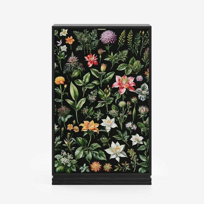 Высокий комод Inspire Timeless TLD024 черного цвета с принтом - купить Комоды по цене 132600.0 Высокий комод Inspire Timeless TLD024 черного цвета с принтом - купить Комоды по цене 132600.0