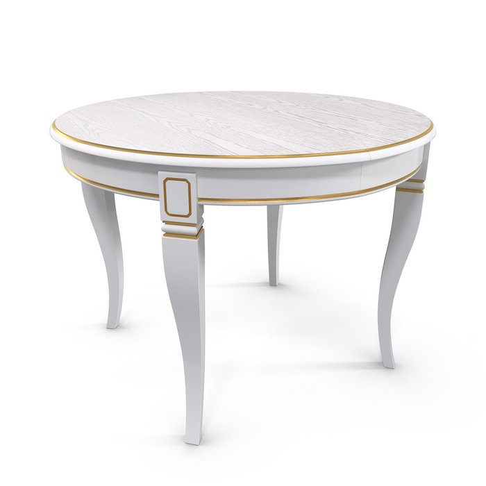 Раздвижной обеденный стол Кадис белого цвета с золотой патиной - купить Обеденные столы по цене 38238.0