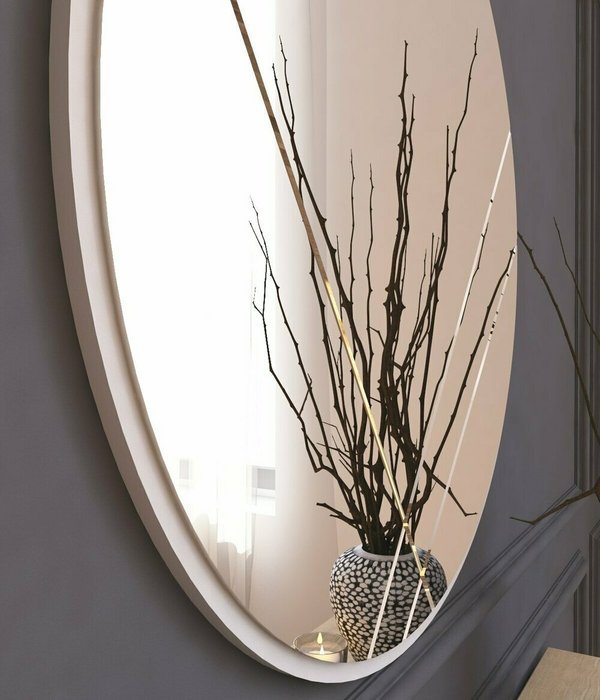 Настенное зеркало Decor диметр 60х60 в раме белого цвета - лучшие Настенные зеркала в INMYROOM