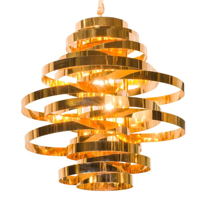 Подвесной светильник из металлических колец золотого цвета - купить Подвесные люстры по цене 60970.0