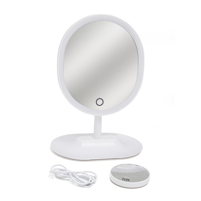 Зеркало для макияжа с подсветкой Touch белого цвета - лучшие Настольные зеркала в INMYROOM