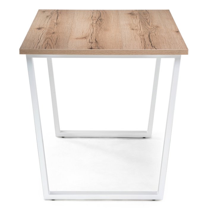 Обеденный стол Лота Лофт бежевого цвета на белых ножках - лучшие Обеденные столы в INMYROOM