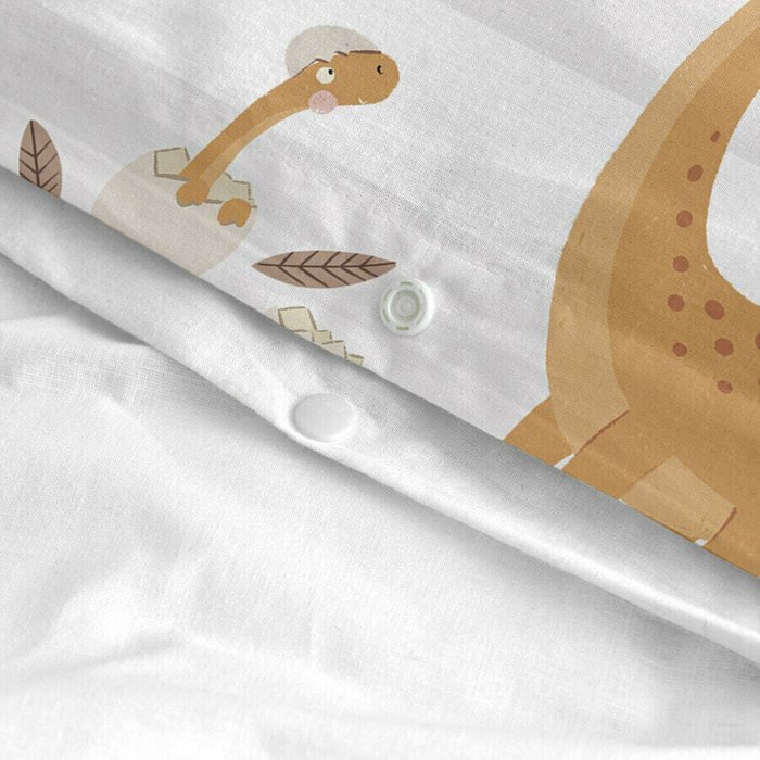 Комплект постельного белья односпальный Moshi Moshi Dino Family 140х200 бело-бежевого цвета - лучшие Комплекты в INMYROOM Комплект постельного белья односпальный Moshi Moshi Dino Family 140х200 бело-бежевого цвета - лучшие Комплекты в INMYROOM