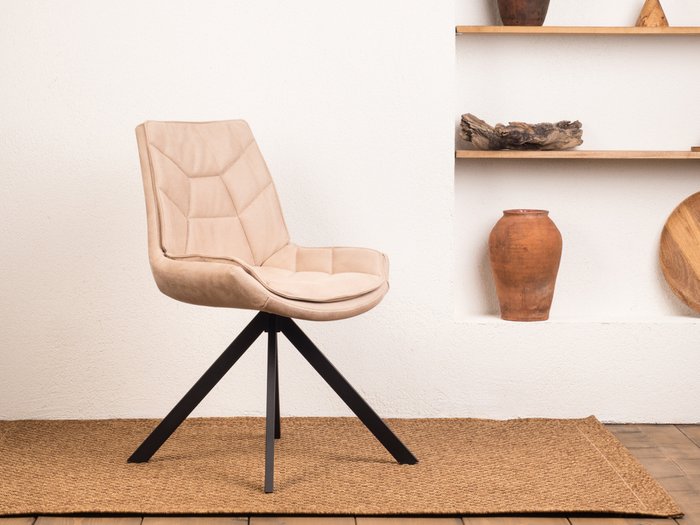 Стул Atlas карамельного цвета с черными ножками - лучшие Обеденные стулья в INMYROOM