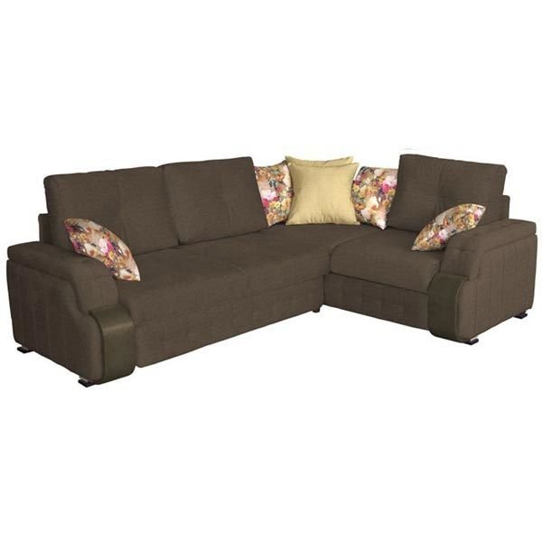 Угловой диван Николь в обивке из велюра коричневого цвета