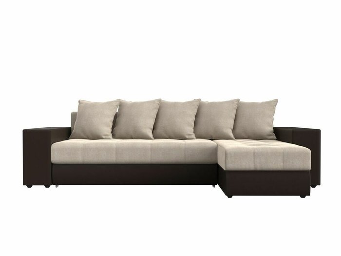 Угловой диван-кровать Дубай бежево-коричневого цвета (ткань/экокожа)  правый угол - купить Угловые диваны по цене 56999.0