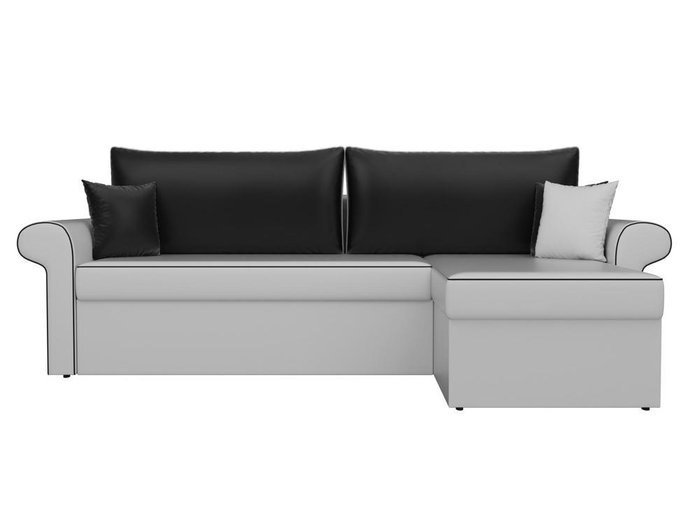 Угловой диван-кровать Милфорд черно-белого цвета (экокожа) правый угол - купить Угловые диваны по цене 43990.0