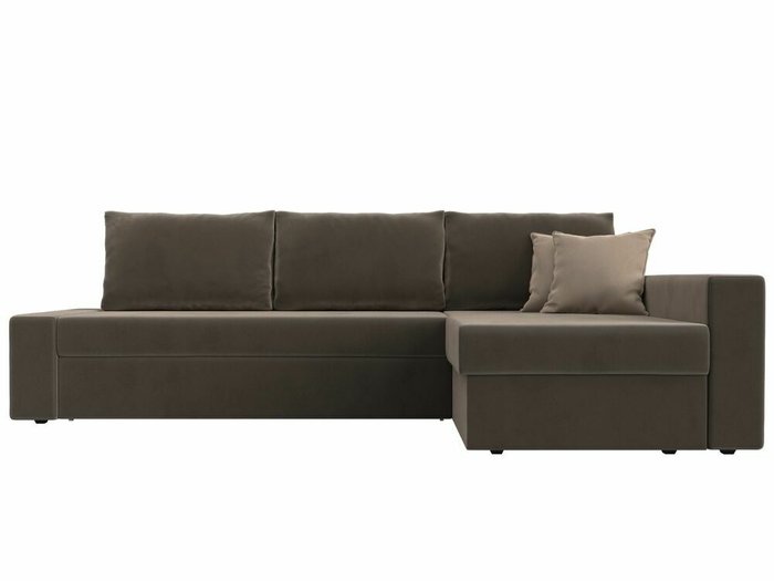 Угловой диван-кровать Версаль коричневого цвета правый угол - купить Угловые диваны по цене 47999.0