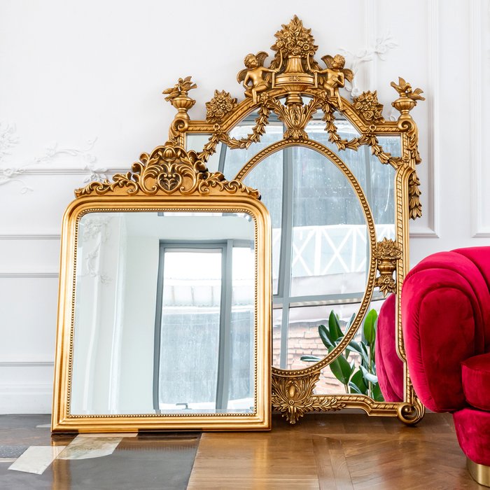 Настенное зеркало Барберини золотого цвета - купить Настенные зеркала по цене 38500.0