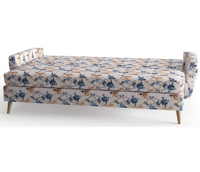 Диван-кровать Авиньон в обивке из микровелюра бежево-синего цвета - лучшие Прямые диваны в INMYROOM